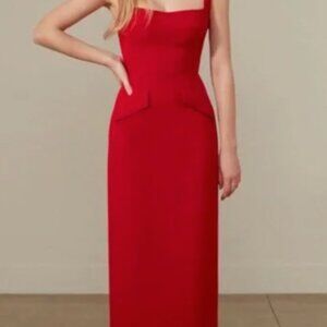 SALONI Rachel Red Midi Dress